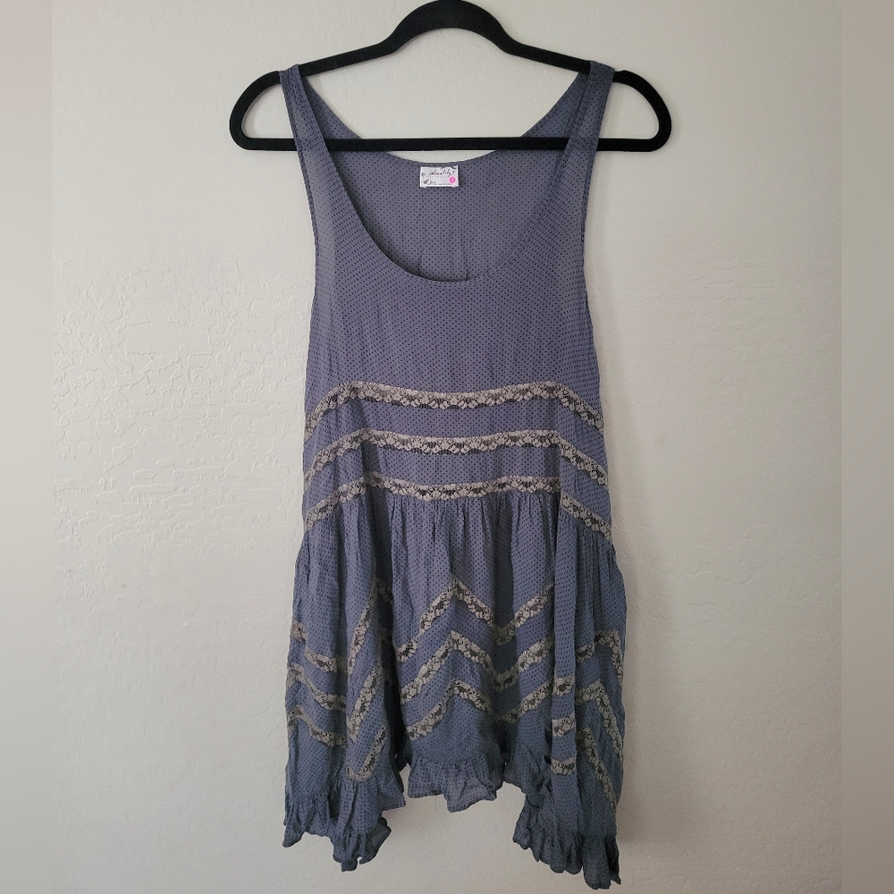 Free People Gray Tank/Dress with Lace Accents